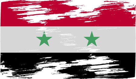 Flag of Syria with old texture. Vector illustrationのイラスト素材