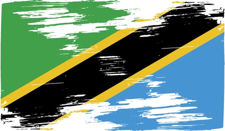 Flag of Tanzania with old texture. Vector illustrationのイラスト素材