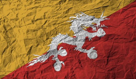 Flag of Bhutan with old texture. Vector illustrationのイラスト素材