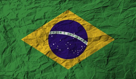 Flag of Brazil with old texture. Vector illustrationのイラスト素材