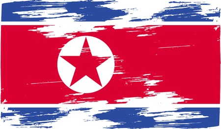 Flag of North Korea with old texture. Vector illustrationのイラスト素材