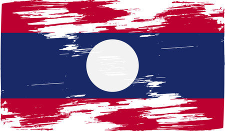 Flag of Laos with old texture. Vector illustrationのイラスト素材