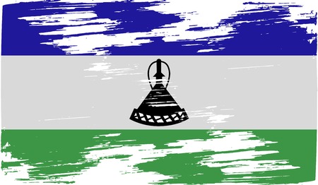 Flag of Lesotho with old texture. Vector illustrationのイラスト素材