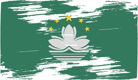 Flag of Macau with old texture. Vector illustrationのイラスト素材