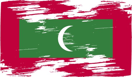 Flag of Maldives with old texture. Vector illustrationのイラスト素材