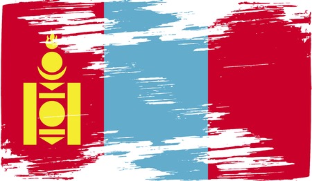 Flag of Mongolia with old texture. Vector illustrationのイラスト素材