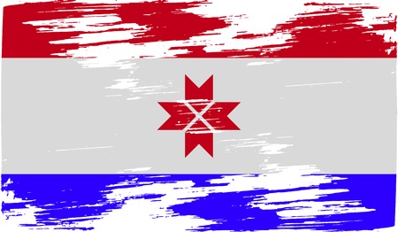 Flag of Mordovia with old texture. Vector illustrationのイラスト素材