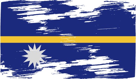 Flag of Nauru with old texture. Vector illustrationのイラスト素材