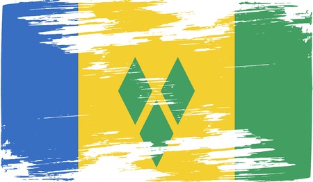 Flag of Saint Vincent and The Grenadines with old texture. Vector illustrationのイラスト素材