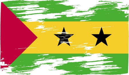 Flag of Sao Tome and Principe with old texture. Vector illustrationのイラスト素材