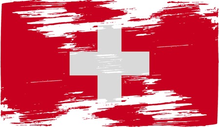 Flag of Switzerland with old texture. Vector illustrationのイラスト素材