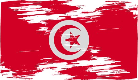 Flag of Tunisia with old texture. Vector illustrationのイラスト素材