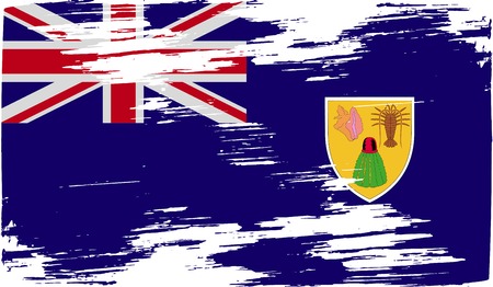 Flag of Turks and Caicos with old texture. Vector illustrationのイラスト素材