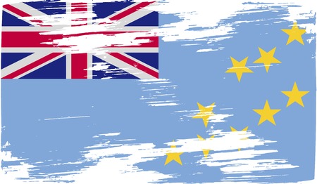 Flag of Tuvalu with old texture. Vector illustrationのイラスト素材