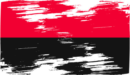 Flag of ukrainian nationalists OUN-UPA with old texture. Vector illustrationのイラスト素材