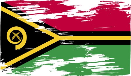 Flag of Vanuatu with old texture. Vector illustrationのイラスト素材