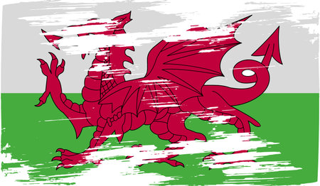 Flag of Wales with old texture. Vector illustrationのイラスト素材