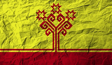 Flag of Chuvashia with old texture. Vector illustrationのイラスト素材