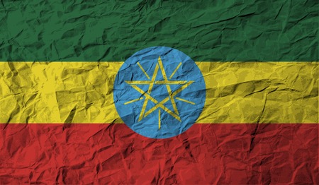 Flag of Ethiopia with old texture. Vector illustrationのイラスト素材