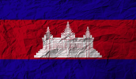 Flag of Cambodia with old texture. Vector illustrationのイラスト素材