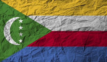 Flag of Comoros with old texture. Vector illustrationのイラスト素材
