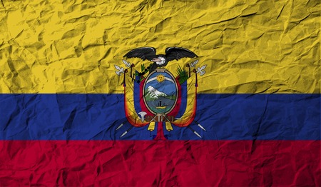 Flag of Ecuador with old texture. Vector illustrationのイラスト素材