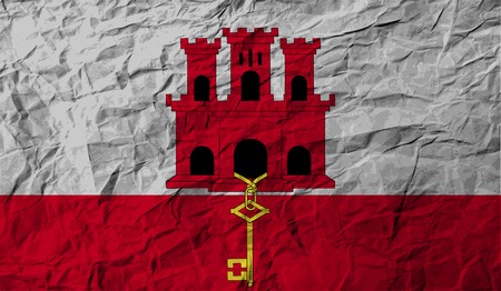 Flag of Gibraltar with old texture. Vector illustrationのイラスト素材