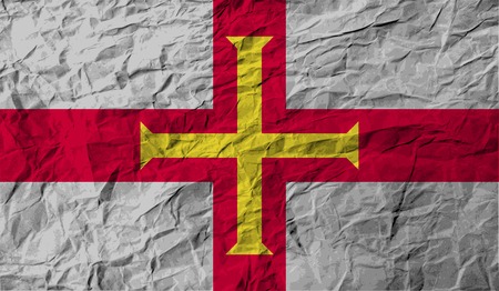 Flag of Guernsey with old texture. Vector illustrationのイラスト素材