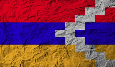 Flag of Karabakh Republic with old texture. Vector illustrationのイラスト素材