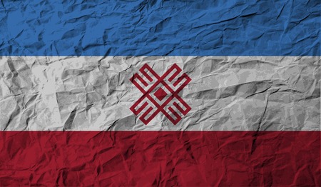 Flag of Mari El with old texture. Vector illustrationのイラスト素材