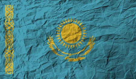 Flag of Kazakhstan with old texture. Vector illustrationのイラスト素材