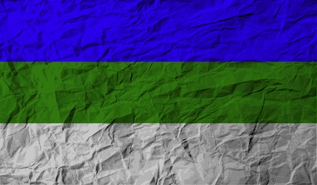 Flag of Komi with old texture. Vector illustrationのイラスト素材
