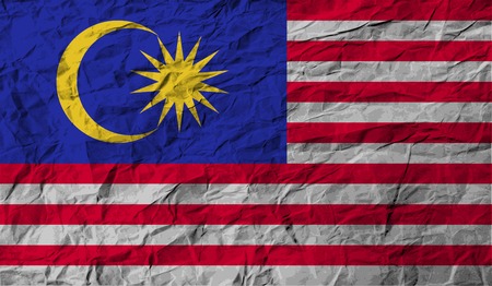 Flag of Malaysia with old texture. Vector illustrationのイラスト素材
