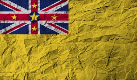Flag of Niue with old texture. Vector illustrationのイラスト素材