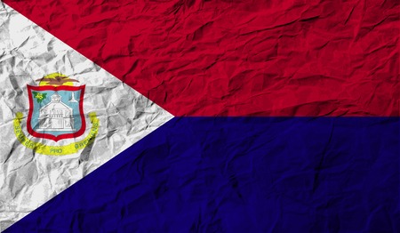 Flag of Saint Martin with old texture. Vector illustrationのイラスト素材