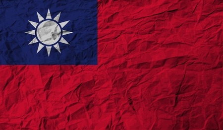 Flag of Taiwan with old texture. Vector illustrationのイラスト素材