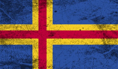 Flag of Aland with old texture. Vector illustrationのイラスト素材