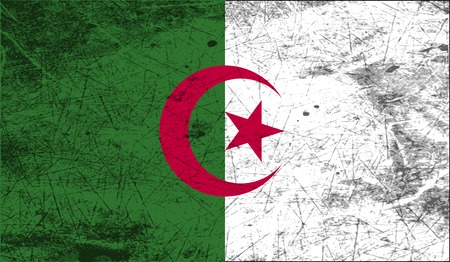 Flag of Algeria with old texture. Vector illustrationのイラスト素材
