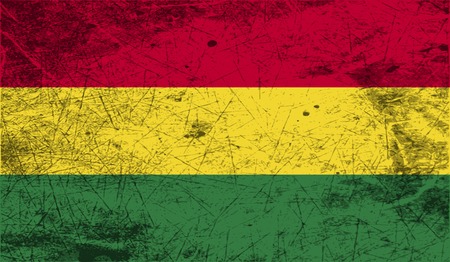 Flag of Bolivia with old texture. Vector illustrationのイラスト素材