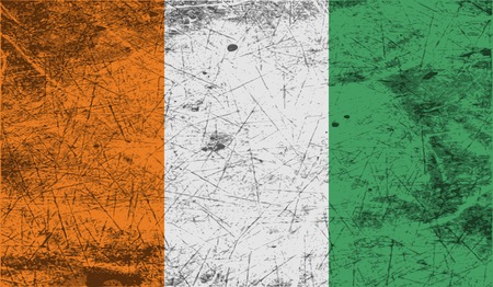 Flag of Cote divoire with old texture. Vector illustrationのイラスト素材