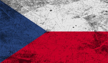 Flag of Czech Republic with old texture. Vector illustrationのイラスト素材