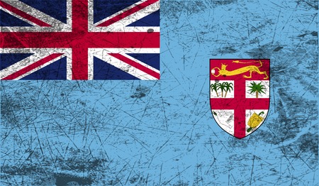 Flag of Fiji with old texture. Vector illustrationのイラスト素材