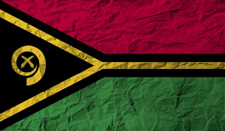 Flag of Vanuatu with old texture. Vector illustrationのイラスト素材
