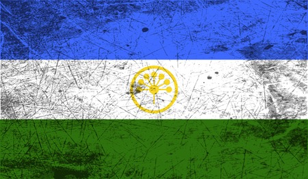 Flag of Bashkortostan with old texture. Vector illustrationのイラスト素材