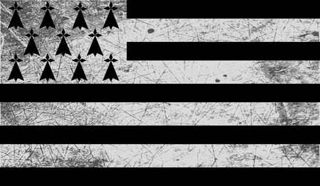 Flag of Brittany with old texture. Vector illustrationのイラスト素材