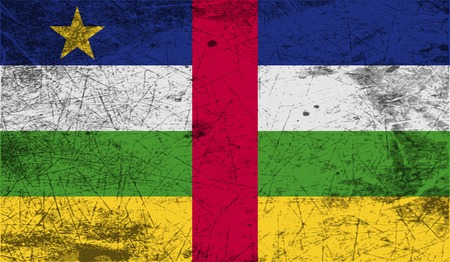Flag of Central African Republic with old texture. Vector illustrationのイラスト素材