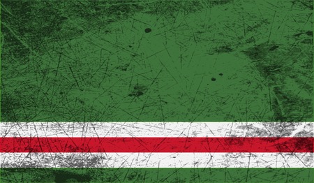 Flag of Chechen Republic of Ichkeria with old texture. Vector illustrationのイラスト素材