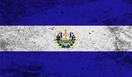 Flag of El Salvador with old texture. Vector illustrationのイラスト素材
