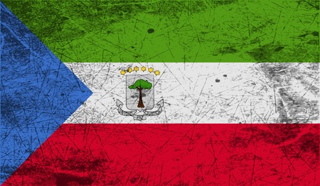 Flag of Equatorial Guinea with old texture. Vector illustrationのイラスト素材