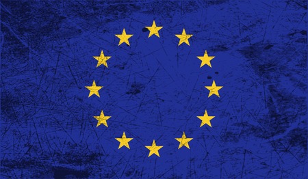 Flag of European Union with old texture. Vector illustrationのイラスト素材